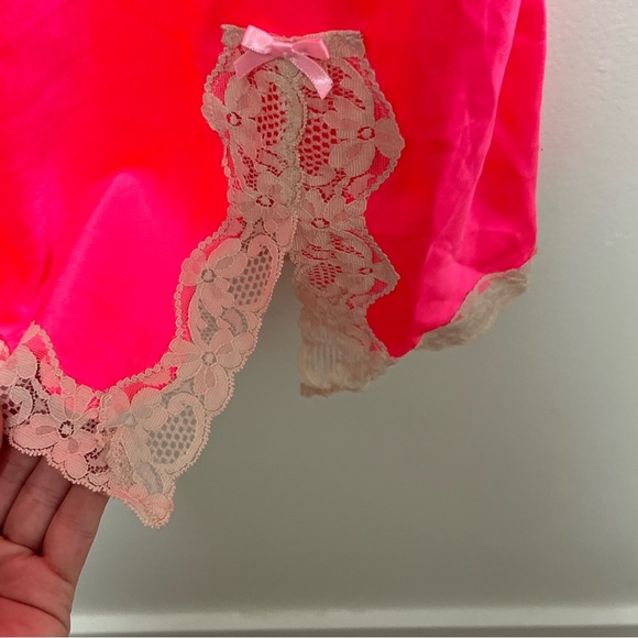 VICTORIA’S SECRET Vintage Y2K Hit Pink Lacey Slip Dress Mini Dress Size Large - Picture 10 of 12